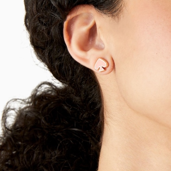 KATE SPADE Earrings Enamel Spade Stud Pierced Earrings Panach Pink NWT - Picture 4 of 12